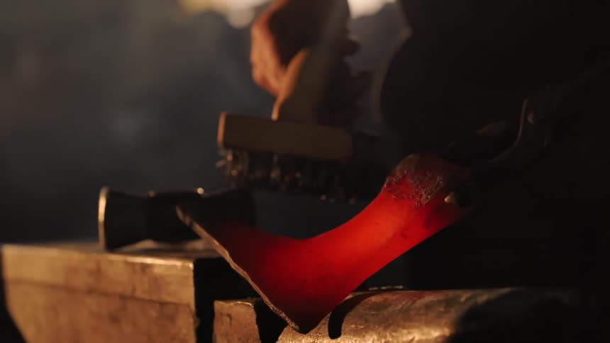 A footage of a forged metal
