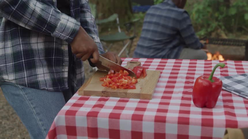 A footage of people preparing a meal