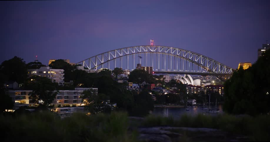 View of a city bridge at night