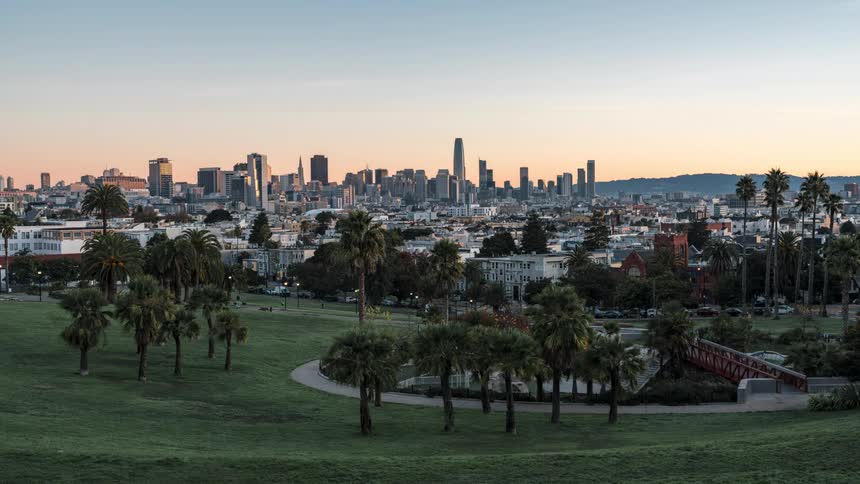 View of a city with green areas