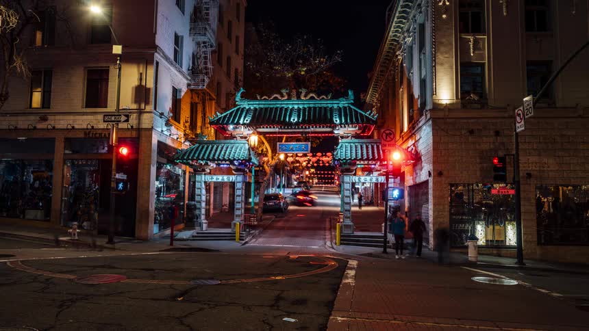 Timelapse on a busy eastern city with many lights