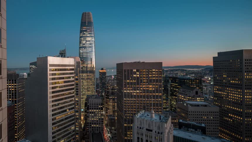 View of a large metropolis with skyscrapers