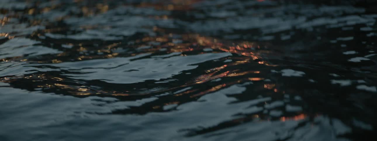 Undulating waves reflect red and yellow lights