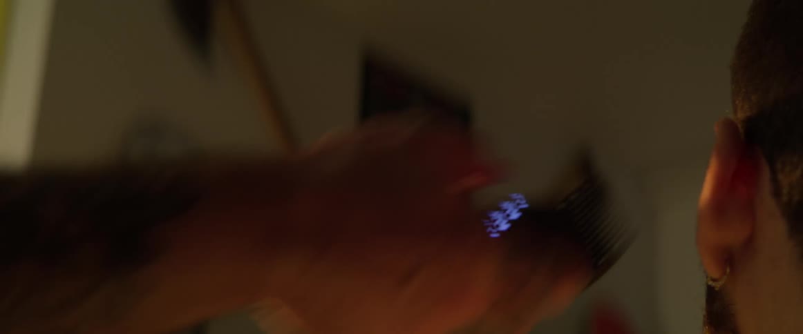 A footage of a person shaving