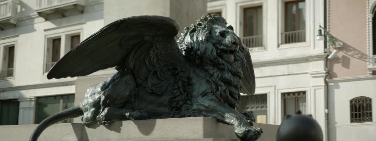 Large lion with wings statue