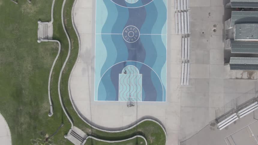 Top view of a basketball court