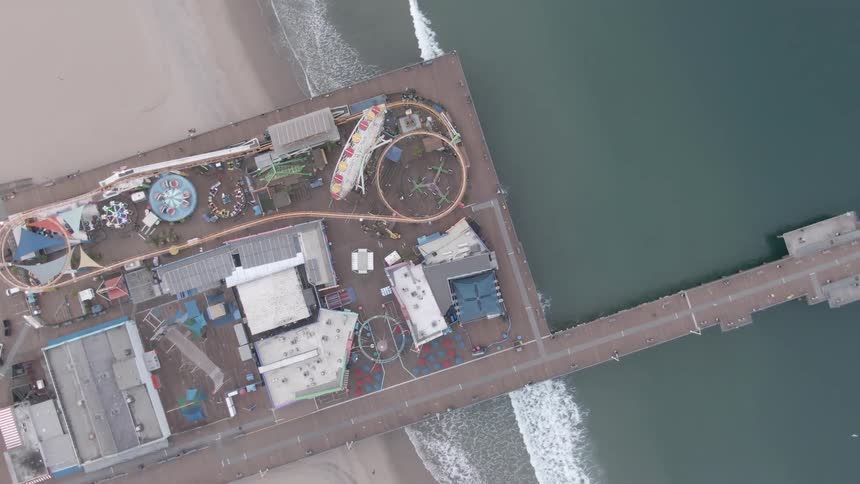 Top view of a playground near the sea