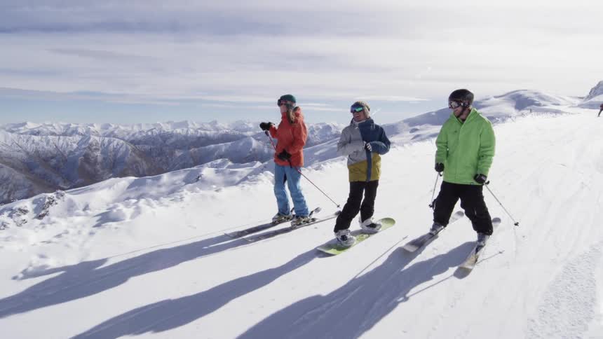 People skiing down a mountain