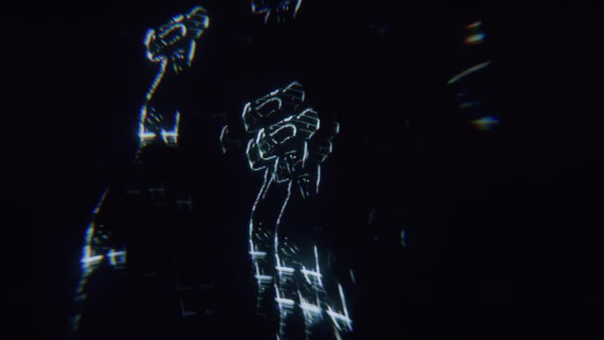 A computerized image of a woman dancing is repeated in different parts of the screen