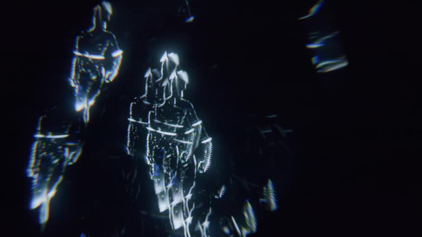 A footage of holograms dancing