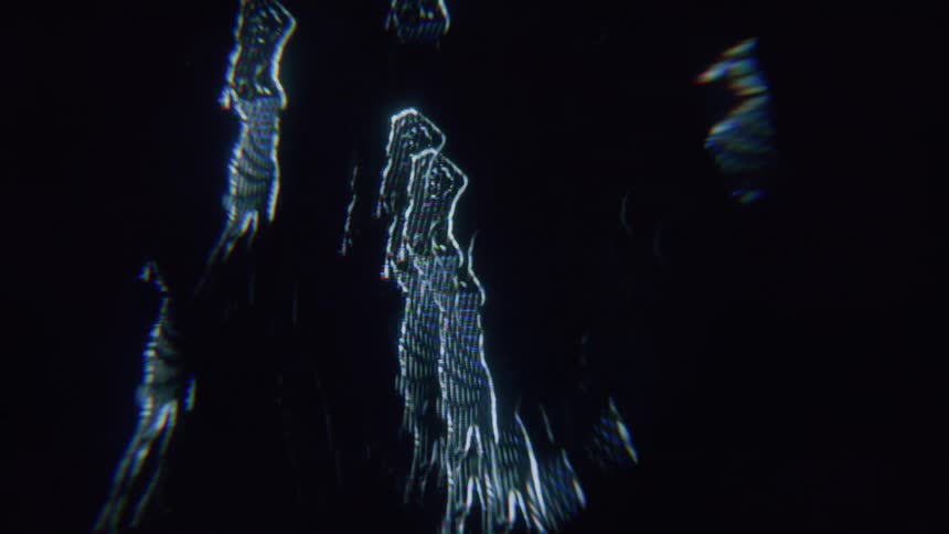 A hologram has lights shaped like a woman dancing