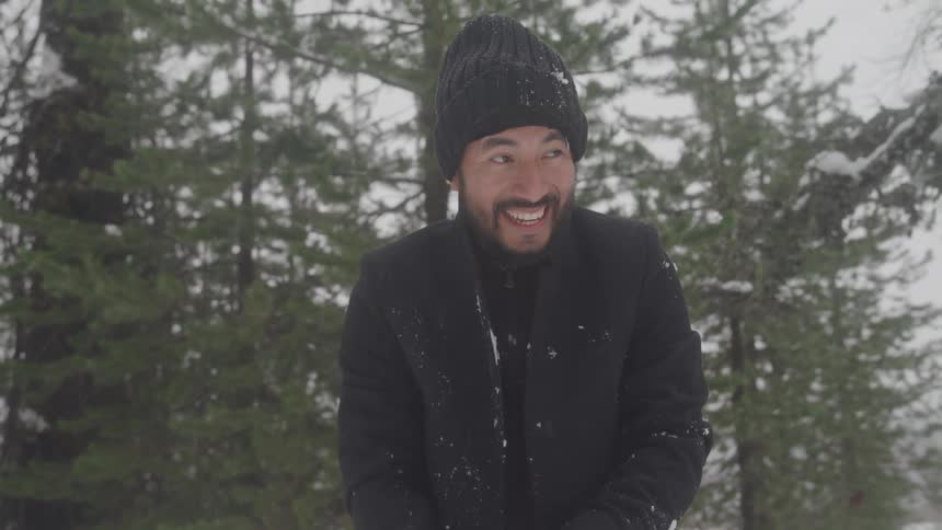 Boy smiling in the snow