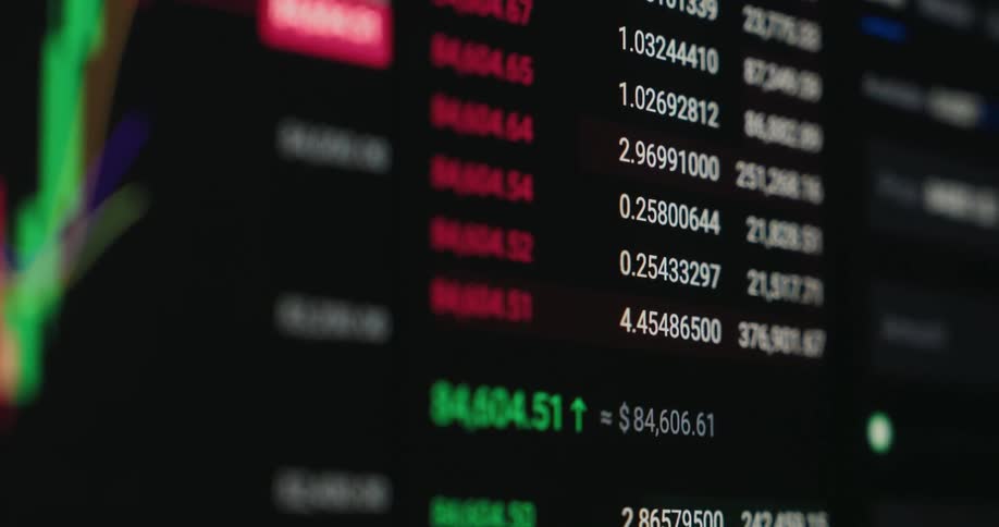 Numbers representing stock information change on the screen