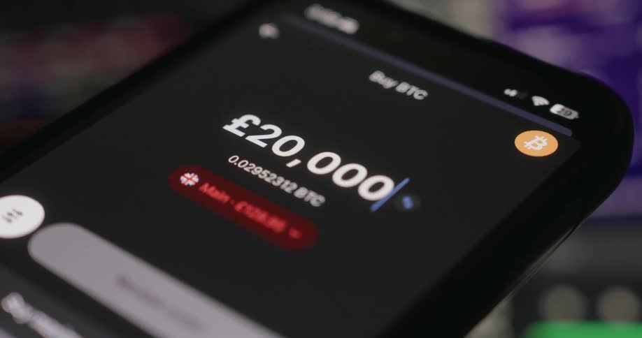 A cryptocurrency amount is put into the phone