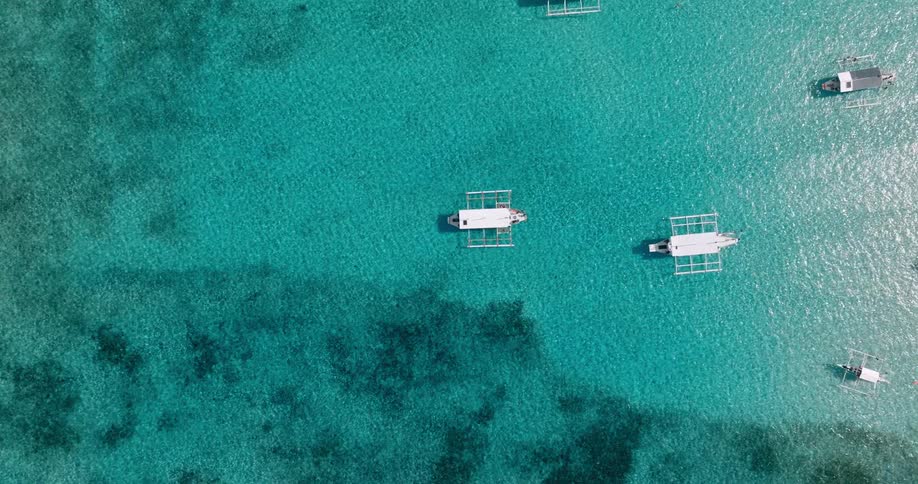 An aerial footage of ships in the ocean