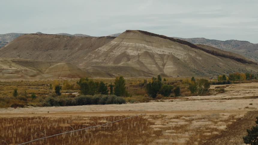 Sparse vegetation is in a mountain desert area