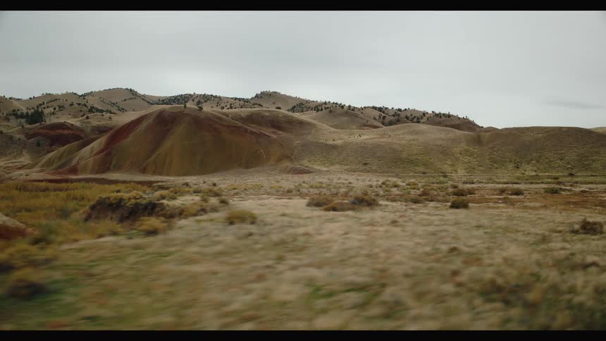 The desert is covered with hills