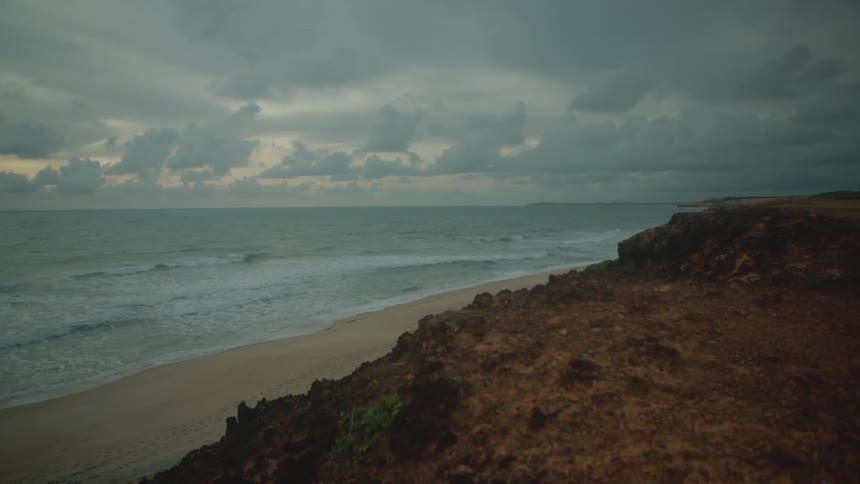 Heavy clouds are over the beach