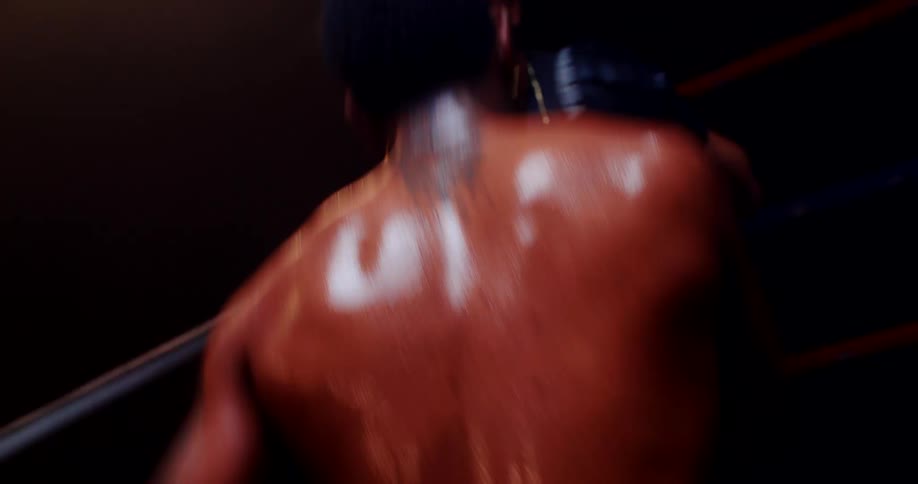 Boy from behind boxing training