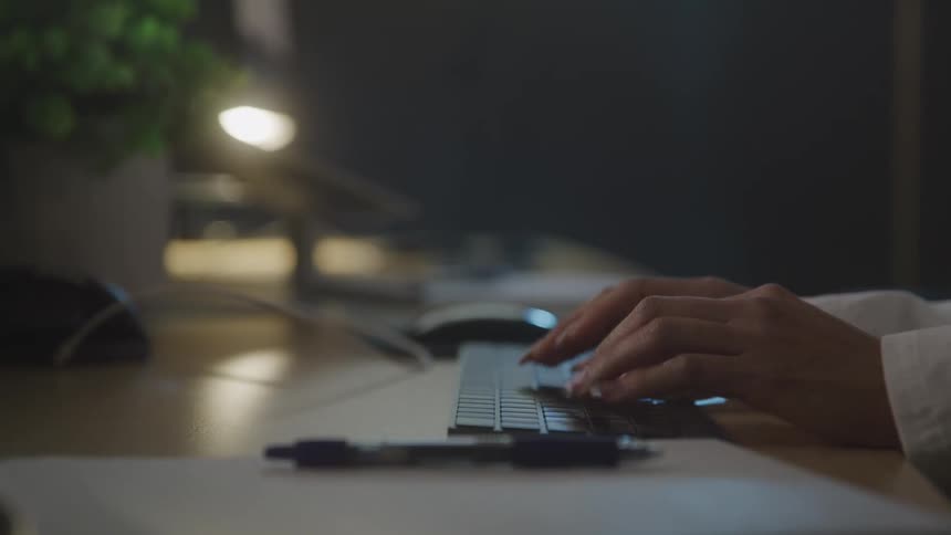 Hands typing into a computer keyboard