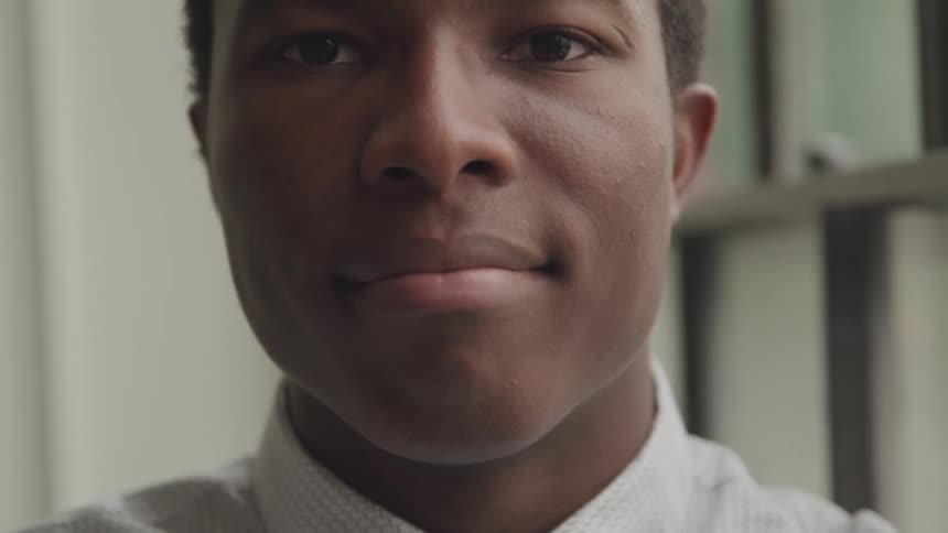 Black boy looking up