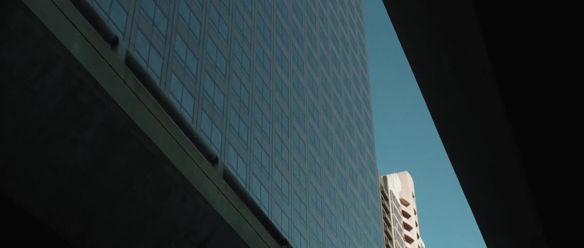 Tall buildings are outside the tunnel