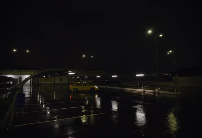 A footage of a taxi parking