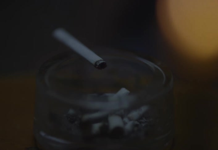 A close up clip of a cigarette