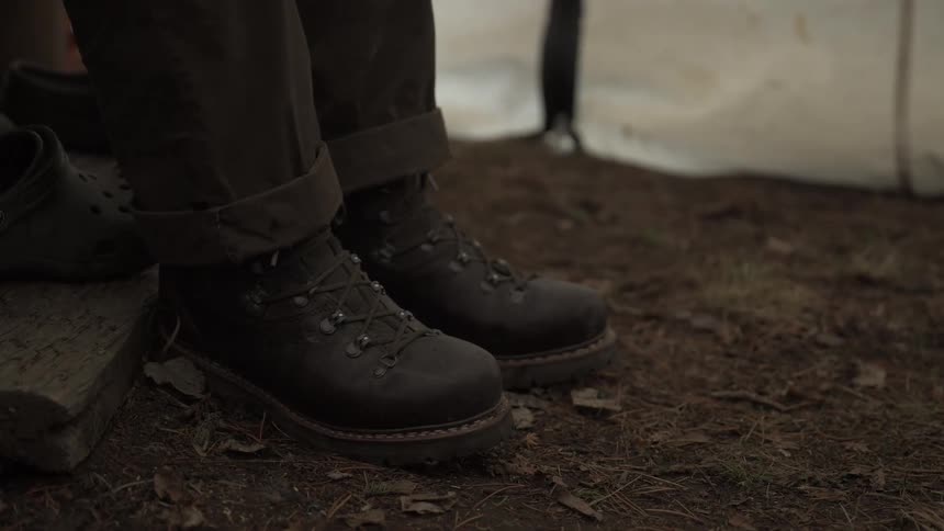 A footage of a person walking
