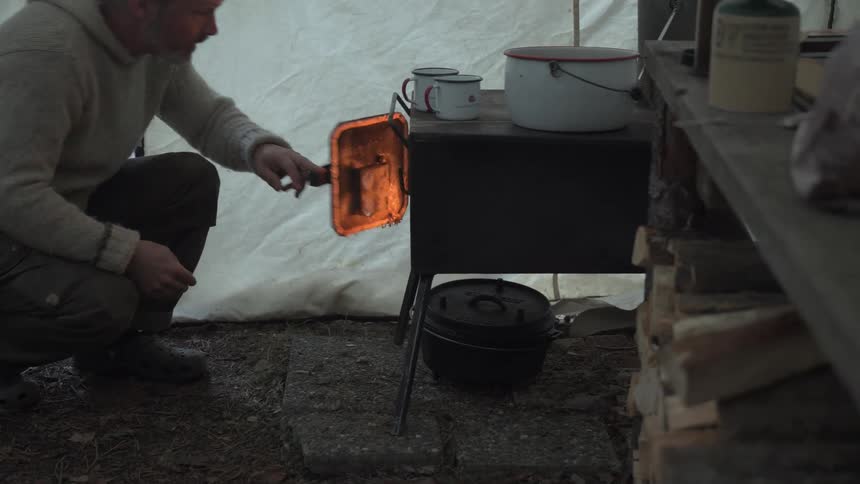 A footage of a man cooking