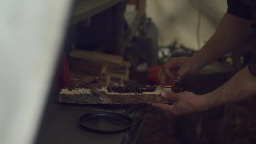 A footage of a man cooking