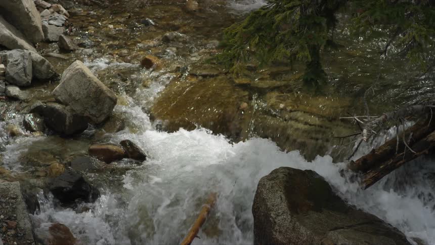 Water flowing down a very rocky stream