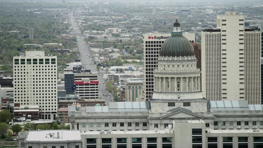 City buildings are shown ahead