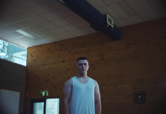 A man is standing inside