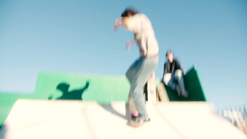 A footage of people skateboarding
