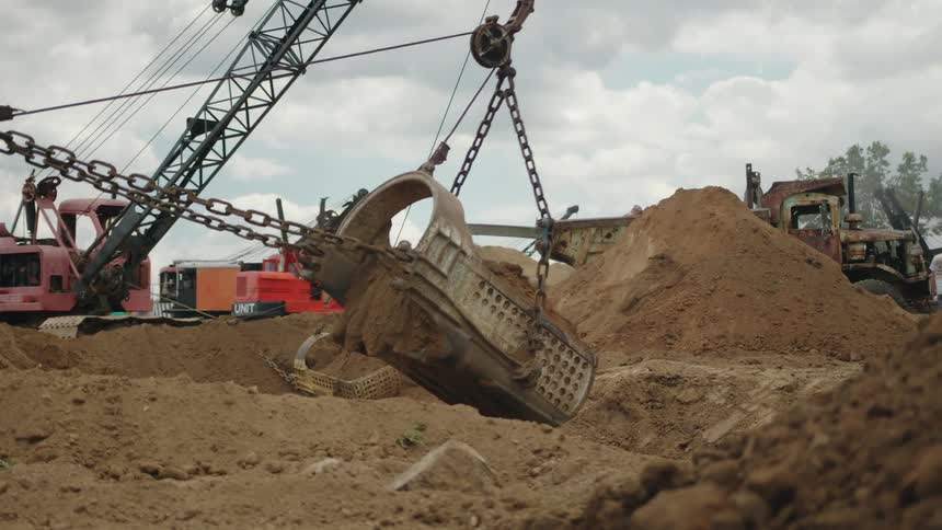 A container is filled with dirt