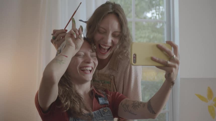 A footage of ladies taking a selfie