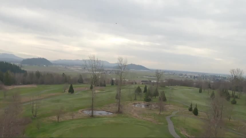 A person is golfing by themselves in a large field