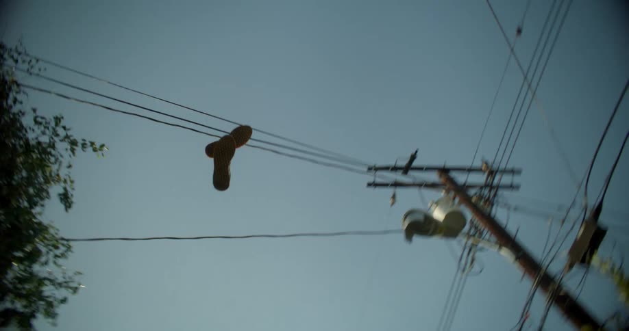 Pair of sneakers stuck in power lines
