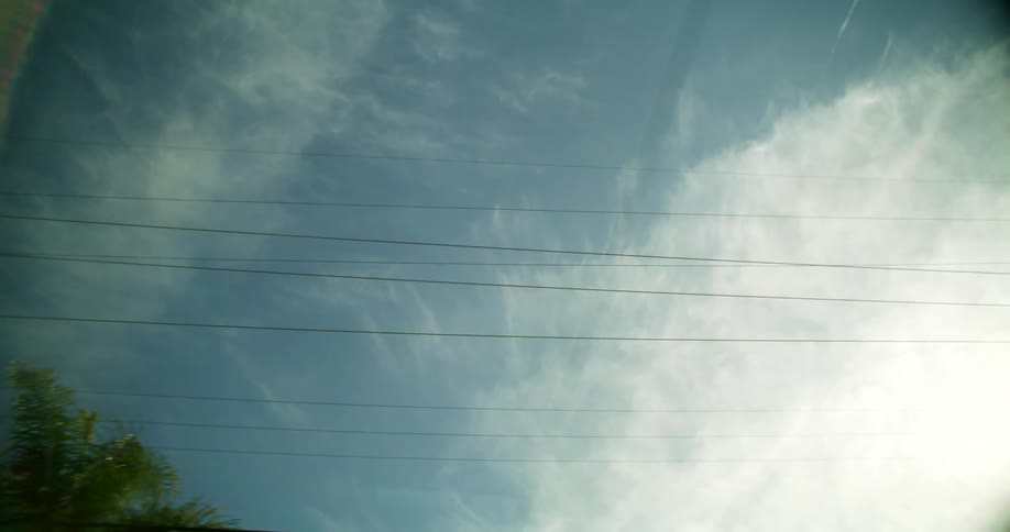 Moving view of a blue sky with clouds