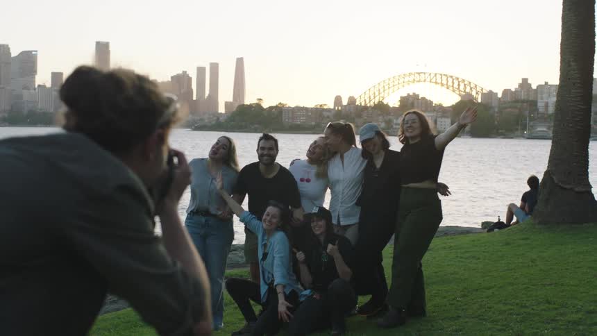 A group pose for a photograph