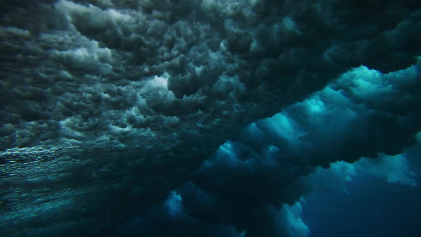 Waves hit and go underwater