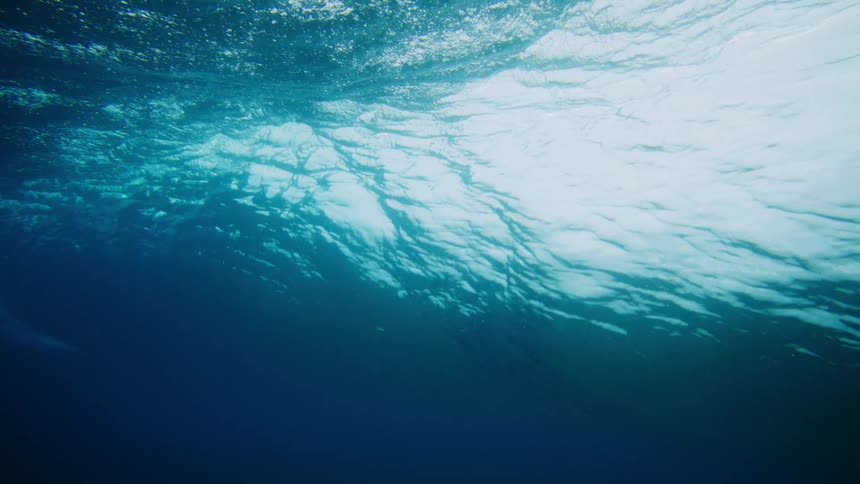 A wave crashes in the ocean