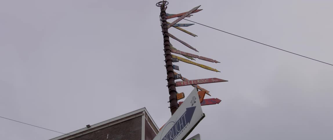 Top view of signs with different directions