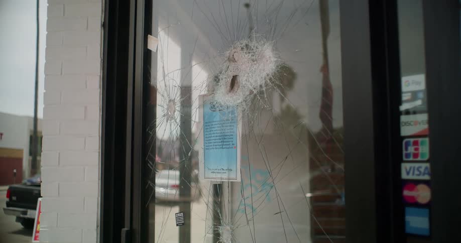 Broken store glass