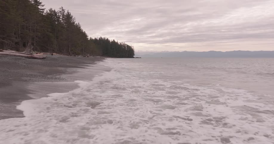 The tide is covering the beach
