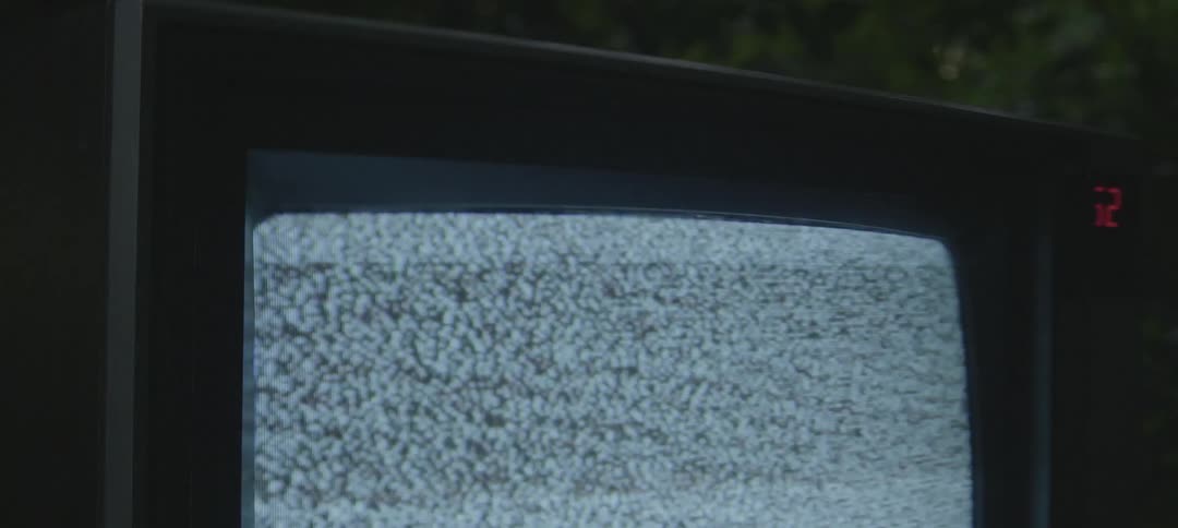 Close up of a tv flickering static