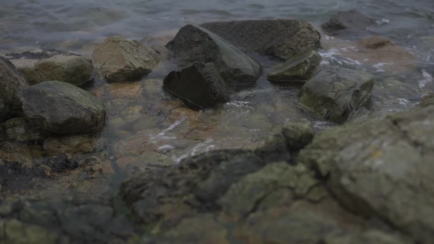 Sea water hitting rocks