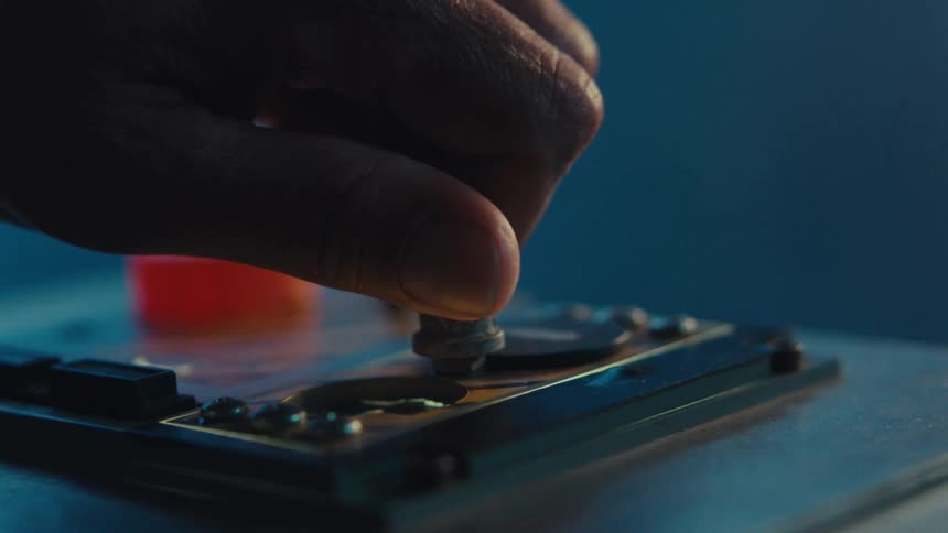 Close up of a hand turning a knob