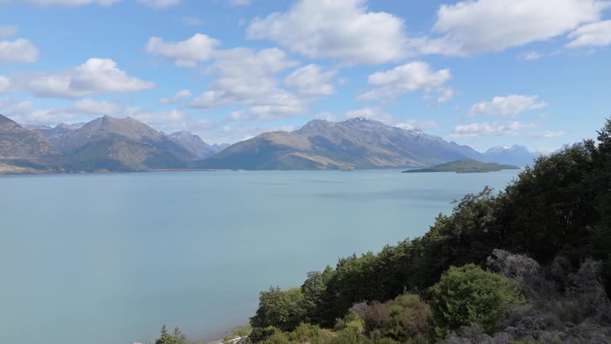 Natural scenery of a lake with mountains around